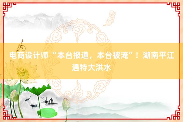 电商设计师 “本台报道，本台被淹”！湖南平江遇特大洪水