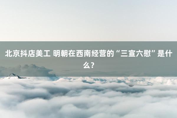 北京抖店美工 明朝在西南经营的“三宣六慰”是什么？