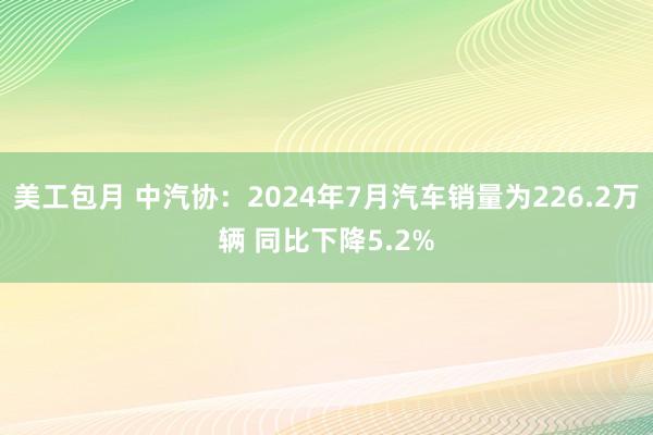 美工包月 中汽协：2024年7月汽车销量为226.2万辆 同比下降5.2%