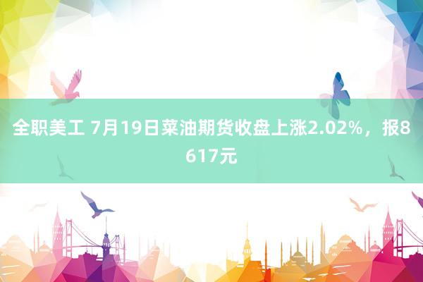 全职美工 7月19日菜油期货收盘上涨2.02%，报8617元